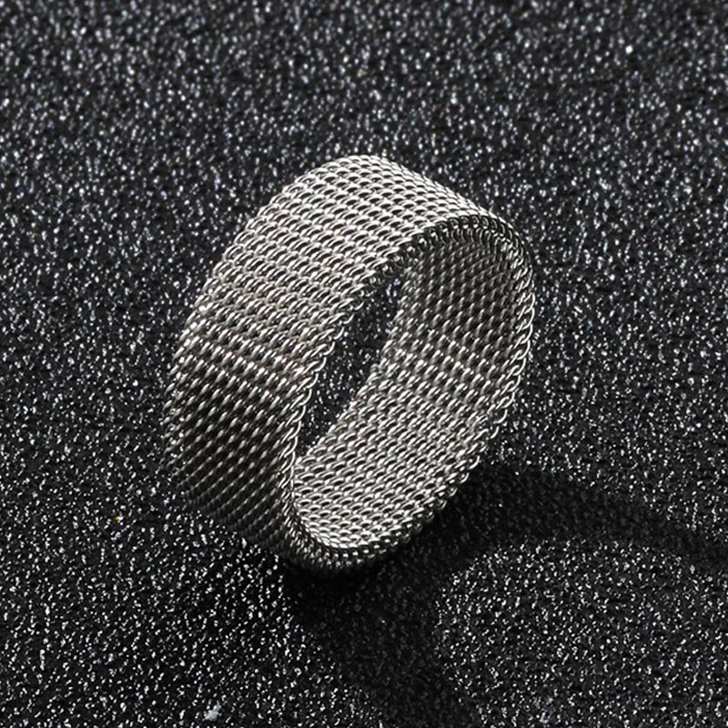 2023 New 8mm Wide Stainless Steel Rings Titanium Couple Rings Deformable Mesh Accessories for Women Men Jewelry Wedding Gift